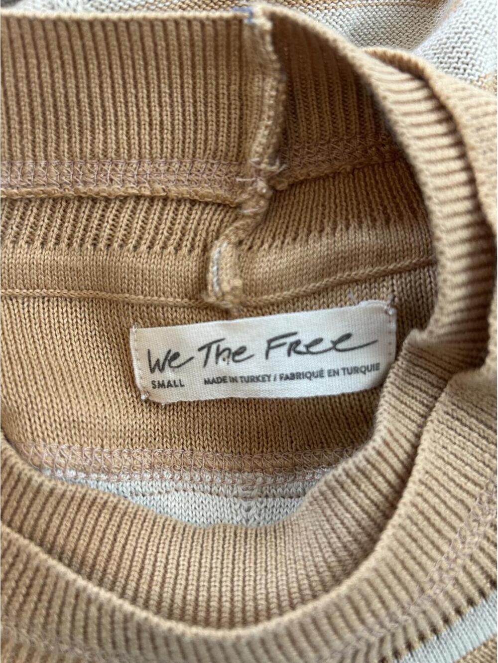 We The Free 100% Cotton Striped Mock Turtle Neck Tee Women’s Size Small - Picture 5 of 8